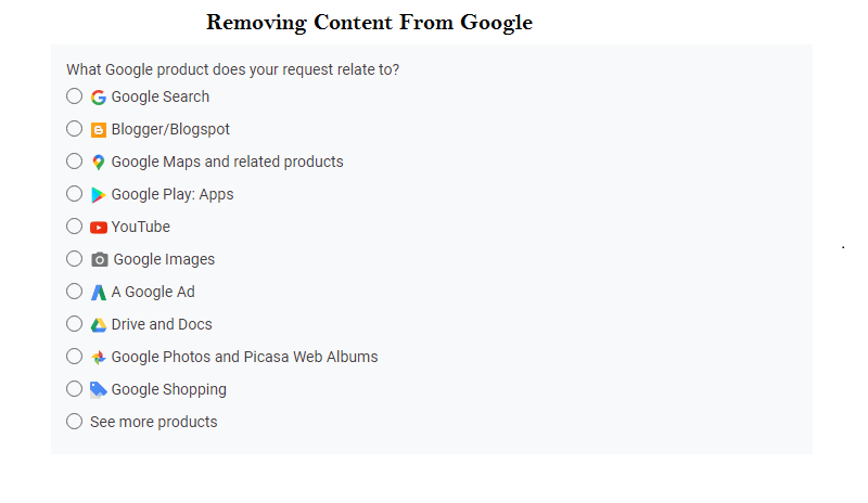 how to Removing Content From Google